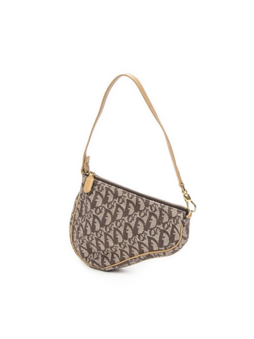 Dior Mini Saddle Pochette Brown Beige Trotter Pattern Canvas Pouch - Picture 2 of 10
